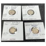 (4) Silver G. Britain 3 Pence: