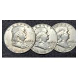(3) 1952 F. Half Dollars