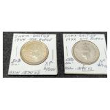 (2) British India 1 Rupee Silver