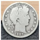 1907-S Barber Half Dollar