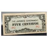 1942 Japan 5 Centavos Banknote