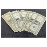 (8) 1957 $1 Silver Certificate Notes inc/ 1 Star