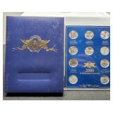 Display w/ 10 Unc. 2005-P&D Quarters