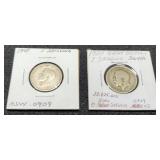 (2) G. Britain Silver 1 Shilling 50%/.0909 ASW