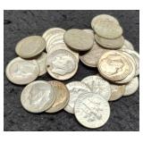 (30) Silver Roosevelt Dimes
