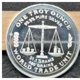 1 Troy Oz. Silver World Trade Unit Round