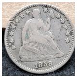 1858 Liberty Seated Half Dime