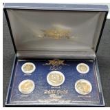 Display: 1999 5 Coin Type Set 24 Kt. Gold Plated
