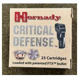 25 rnds Hornady Defense 9mm Ammo