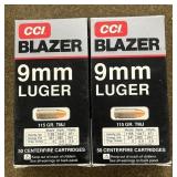 100 rnds CCI Blazer 9mm Ammo