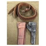 Brown Leather Gun Belt & 2 Holsters