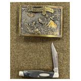 Belt Buckle & Buck 2 Blade Knife
