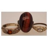 3 Sterling Silver Rings w/ Stones