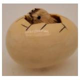 Carved Egg & Chick 1 1/2", Oriental, Ivory Like