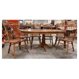 44" Center Pedestal Table & 6 Chairs