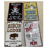 4- 8" x 12" Metal Novelty Signs