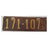 1932 Illinois License Plate