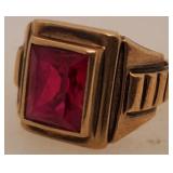 10 K Gold Ring w/ Ruby, Size 7.5, 5.4 Gram