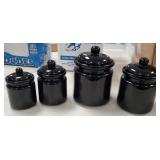 4 Pc Black Ceramic Cannister Set