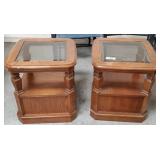 2- 20" Glass Insert Lamp Table