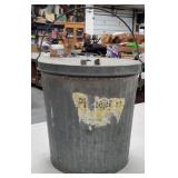Galvanized Trash Pail w/ Lid