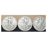 (3) W. Liberty Half Dollars: 1917, 42, 45