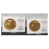 (2) 1971-D Ike Dollar Layered w/ 24 K Gold