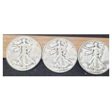 (3) W. Liberty Half Dollars: 1943, 44-D&S