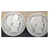 (2) 1900 Barber Half Dollars P&O