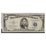 1953A $5 Silver Certificate Note VF