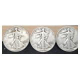 (3) W. Liberty Half Dollars: 1942, 43-P&S