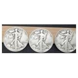 (3) W. Liberty Half Dollars: 1943-P&D, 45-D