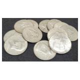 (12) 40% Silver Kennedy Half Dollars