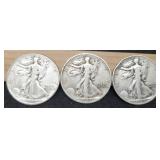(3) W. Liberty Half Dollars: 1943-P&D, 45
