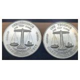 (2) 1 Troy Oz. Silver Trade Unit Rounds