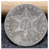 1858 Silver Three Cent VG