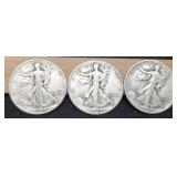 (3) W. Liberty Half Dollars: 1941-D, 44, 45-D