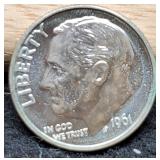1961 Proof R. Dime Proof 65