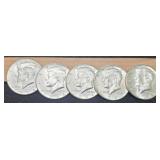 (5) 1964 K. Half Dollars Unc.