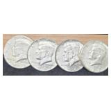 (4) 1964 Kennedy Half Dollars