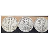 (3) W. Liberty Half Dollars; 1934, 42-S, 45
