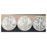 (3) W. Liberty Half Dollars: 1934, 42, 43