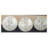 (3) W. Liberty Half Dollars: 1942-D, 45, 46