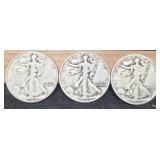 (3) W. Liberty Half Dollars: 1936, 42, 43