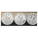 (3) W. Liberty half Dollars: 1917, 34-S, 42