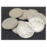 (9) Buffalo Nickels: 4 Full Dates, 5 No Dates