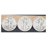 (3) W. Liberty Half Dollars: 1934-D, 37-D, 43