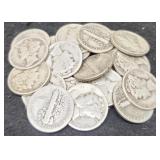(25) Mercury Dimes
