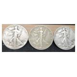 (3) W. Liberty Half Dollars: 1941, 43, 46-S