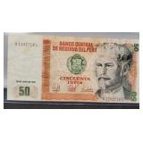 1987 Peru 50 Cin Cuenta Intis Banknote